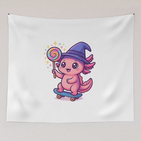 Item preview, Wizard Axolotl on Skateboard – Cute Magic Candy Style designed and sold by GeraldinezHart.