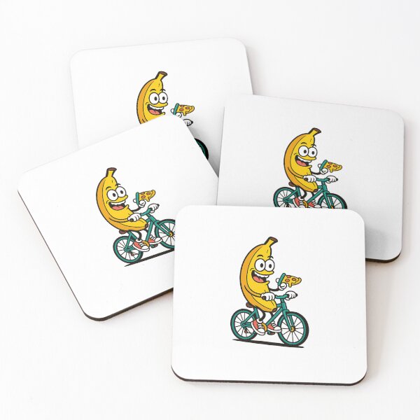 Artikelvorschau, Banane auf einem Fahrrad mit Pizza – Lustiges Cartoon-Meme entworfen und verkauft von GeraldinezHart.