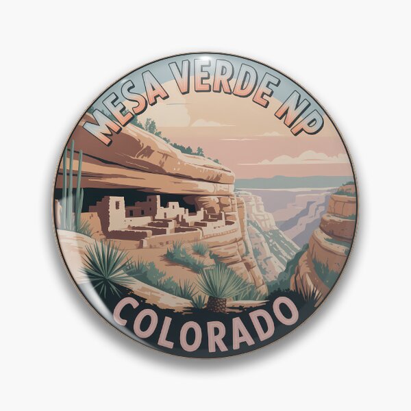 Item preview,  Mesa Verde Retro Sunset Badge – Colorado National Park Sticker designed and sold by Horizon Tales.