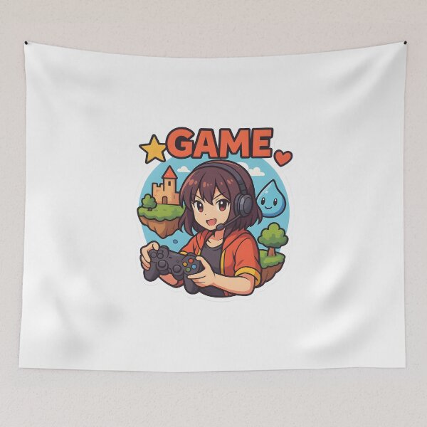 Item preview, Anime Gamer Girl – Kawaii Gaming Headset & Controller Design designed and sold by OsasChild.