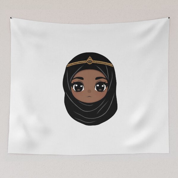 Item preview, Kawaii Black Girl – Cute Afrocentric Headscarf & Gold Accessory Design designed and sold by OsasChild.
