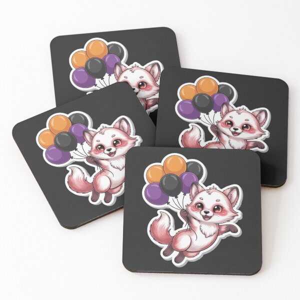 Item preview, Ghost Fox with Balloons – Cute Chibi Halloween Fox Floating with Spooky Balloons designed and sold by ColorSplash123.