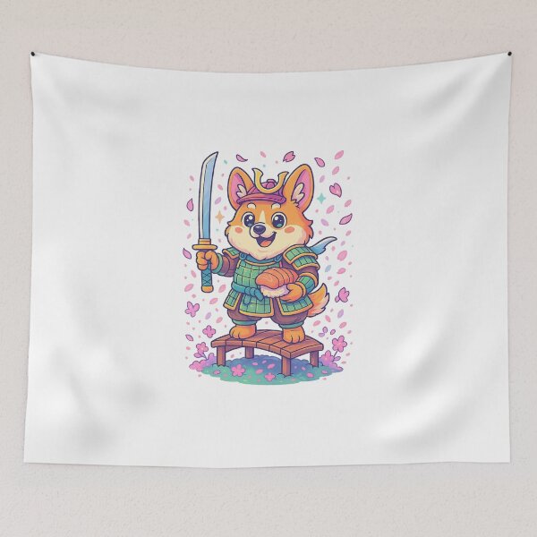 Item preview, Samurai Corgi – Cute Warrior Dog with Sushi designed and sold by JunedDarragh.