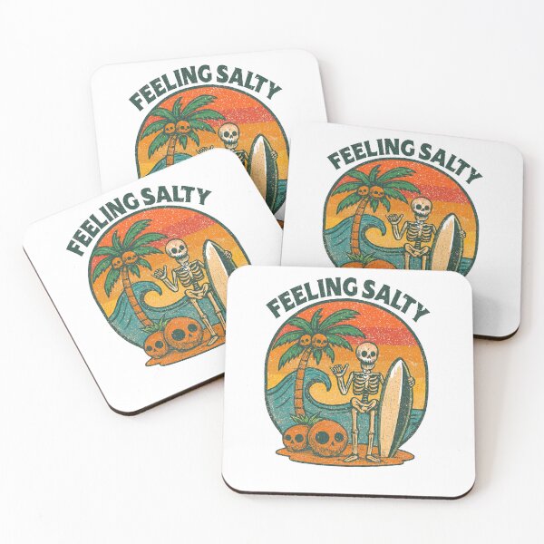Item preview,  Feeling Salty – Skeleton Surfer Retro Grunge Tee – Halloween Classic T-Shirt designed and sold by inkfluenceart.