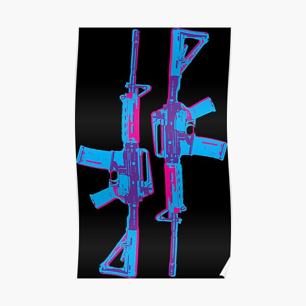 Neon M4 Carbine (Rifle) Poster
