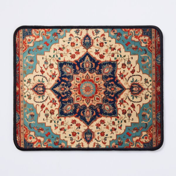 Item preview, Antique Persian Red Ivory Cyan Rug Pattern designed and sold by GrinGalore.