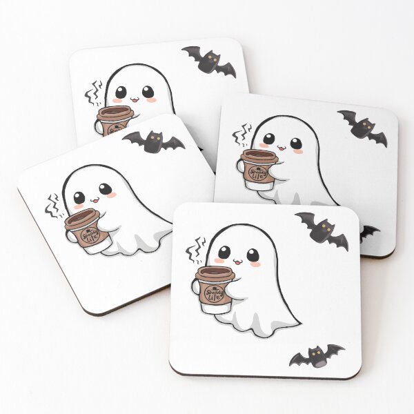 Item preview, Kawaii Spooky Coffee Ghost – Cute Halloween Bat Aesthetic designed and sold by Lu7u.