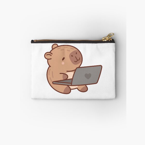 Item preview, Cute Capybara Working on Computer Sticker designed and sold by Céleste Bloom.