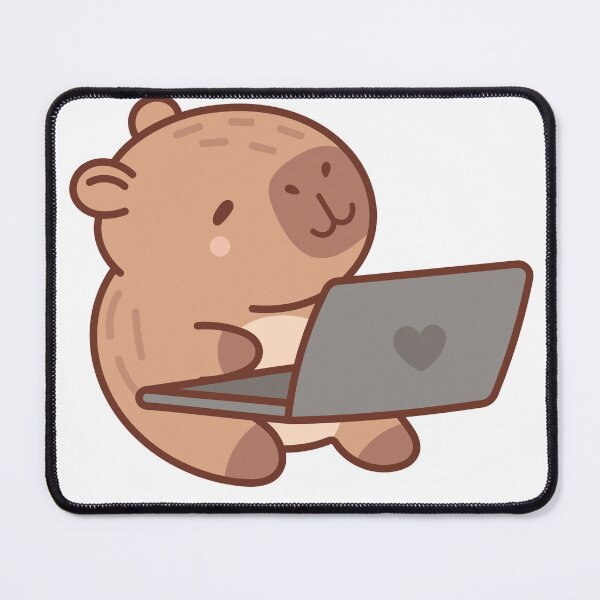 Item preview, Cute Capybara Working on Computer Sticker designed and sold by Céleste Bloom.