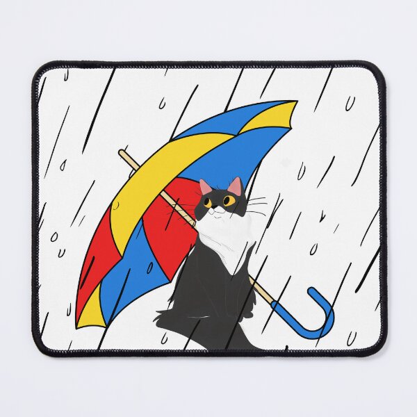 Item preview, cat sitting under the umbrella in the rain designed and sold by Fibi2025.