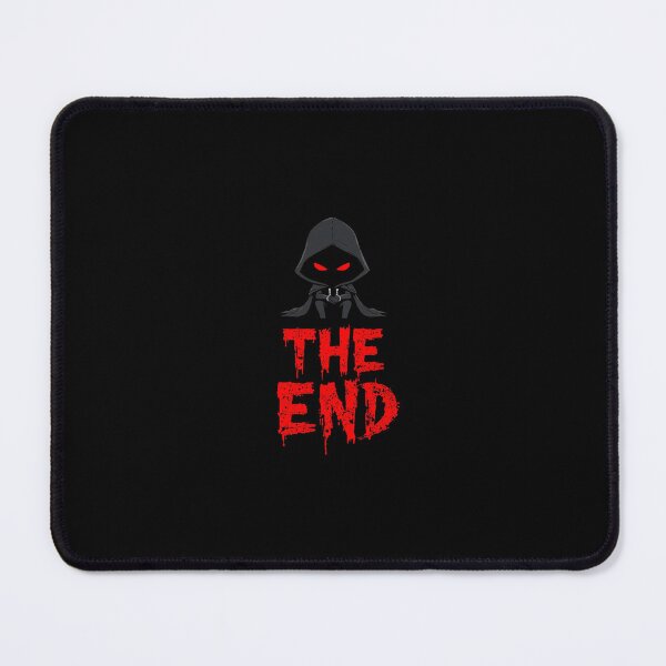Item preview, Dark Cartoon Shadow Figure with Red Eyes and ‘THE END’ Text designed and sold by PixelVibe782.