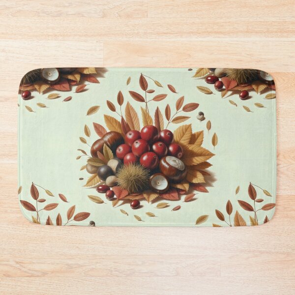 Item preview, Chestnuts and Red Berries on Golden Autumn Leaves designed and sold by SplashTastic.