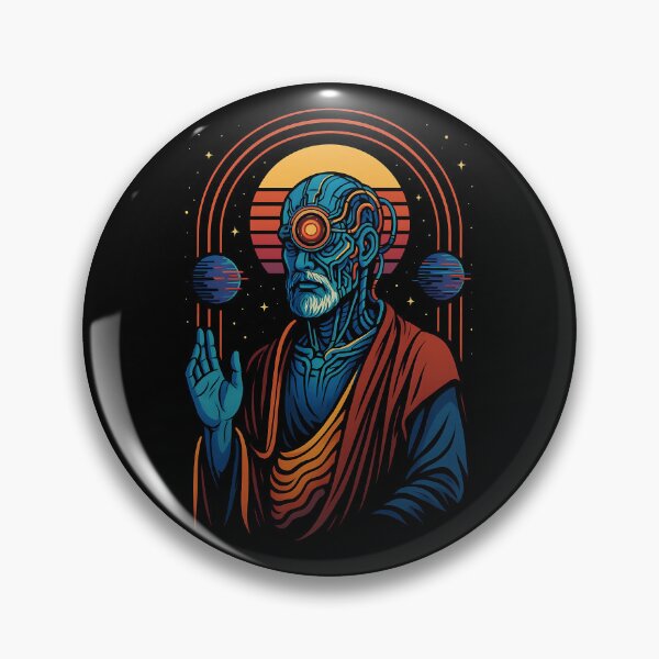 Item preview, Retro Futuristic Cyber Monk Art Neon Prophet Glitch Space designed and sold by Weorus.