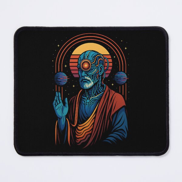 Item preview, Retro Futuristic Cyber Monk Art Neon Prophet Glitch Space designed and sold by Weorus.