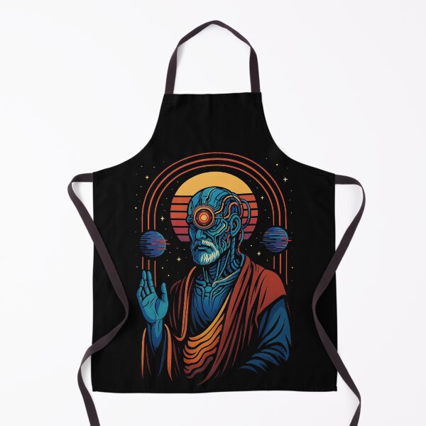 Item preview, Retro Futuristic Cyber Monk Art Neon Prophet Glitch Space designed and sold by Weorus.