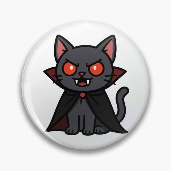 Item preview, Vampire Cat with Cape and Fangs – Spooky Halloween Creature designed and sold by Confuzz1ed.