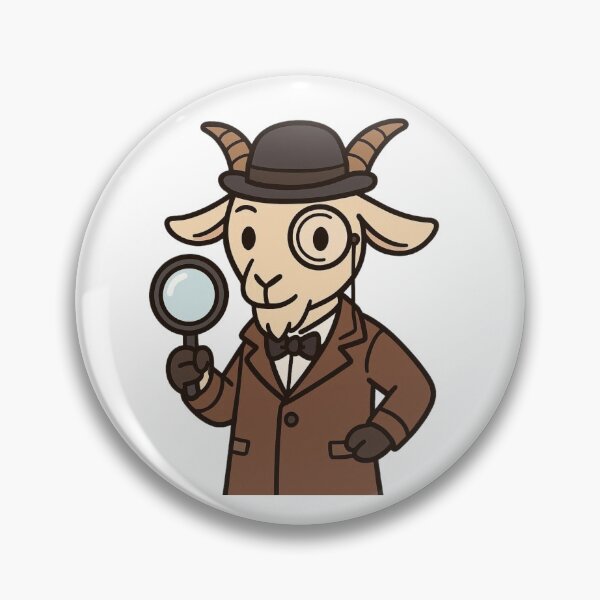 Item preview, Goat Detective with Monocle – Quirky Animal Mystery Solver designed and sold by Confuzz1ed.