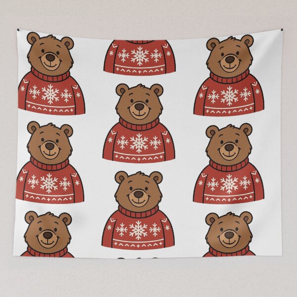 Item preview, Bear in Christmas Sweater – Cozy Holiday Animal designed and sold by Confuzz1ed.