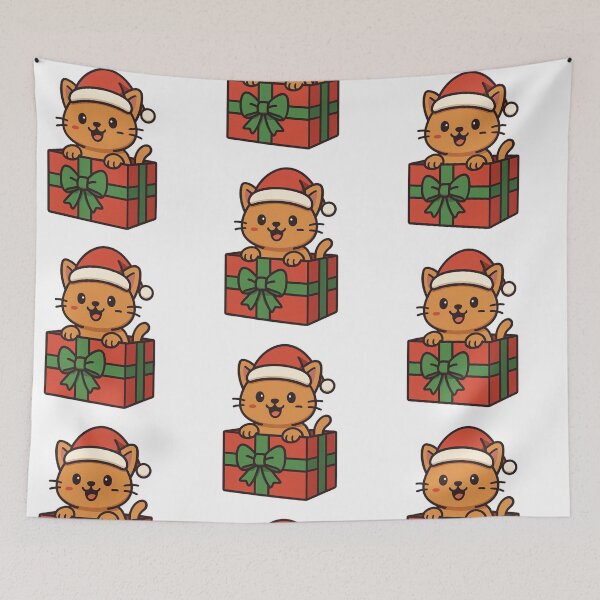 Item preview, Cat in Christmas Gift Box – Cute Holiday Surprise designed and sold by Confuzz1ed.