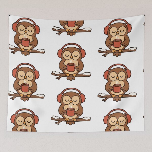 Item preview, Owl with Hot Cocoa – Cozy Christmas Holiday Bird designed and sold by Confuzz1ed.
