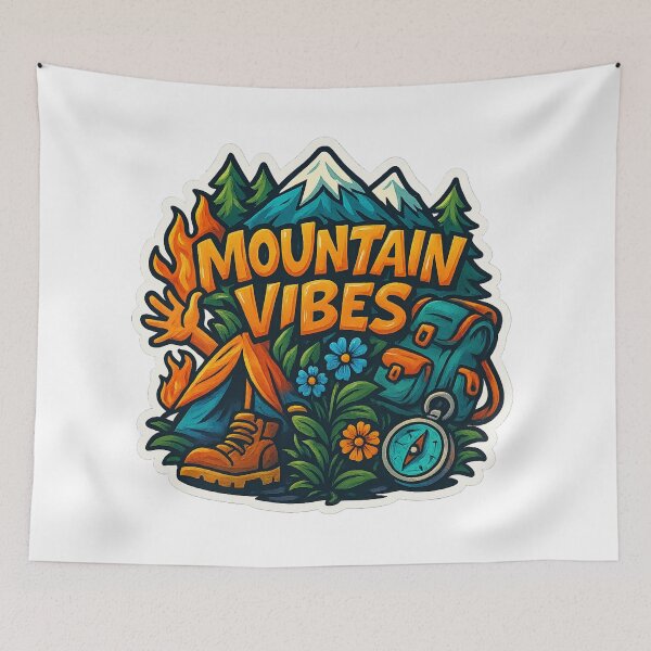 Item preview, Mountain Vibes – Cartoon Adventure Illustration designed and sold by HT-Creative.