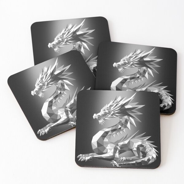 Item preview, Black & White Geometric Dragon – Minimalist Symbol of Strength and Balance designed and sold by InFrameVision.
