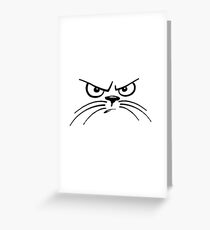 black and white grumpy cat with whiskers Greeting Card