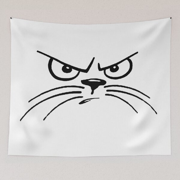 Item preview, black and white grumpy cat with whiskers designed and sold by julieiluj.