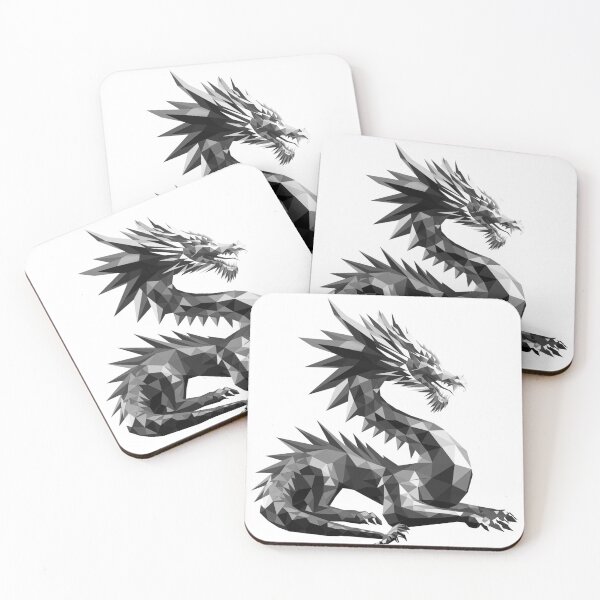 Item preview, Black & White Geometric Dragon – Minimalist Symbol of Strength and Balance designed and sold by InFrameVision.