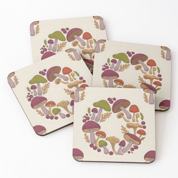 Item preview, Mushroom Circle with White Stems and Autumn Accents designed and sold by SplashTastic.