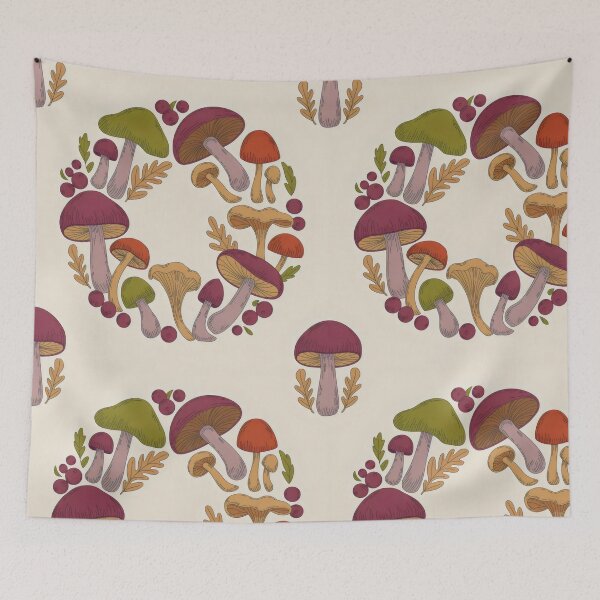 Item preview, Mushroom Circle with White Stems and Autumn Accents designed and sold by SplashTastic.