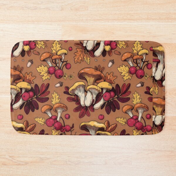 Item preview, Rich Autumn Pattern of Mushrooms, Leaves, and Berries designed and sold by SplashTastic.
