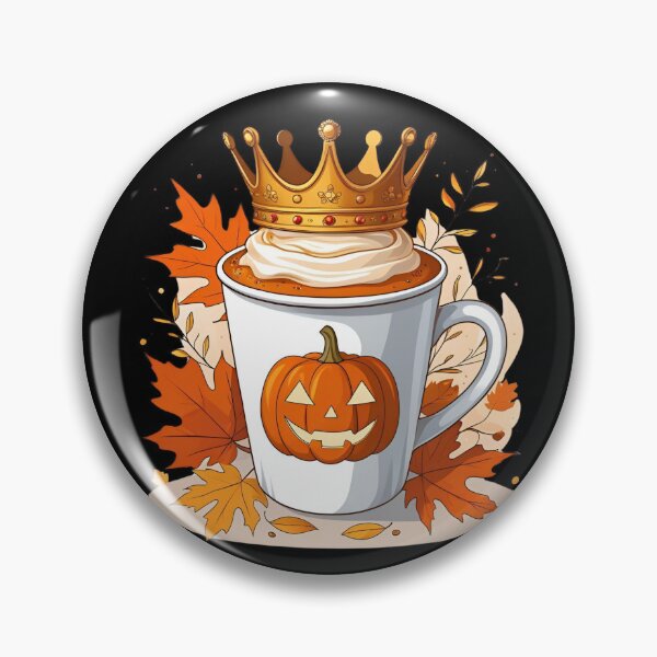 Item preview, Pumpkin Spice Royalty - pumpkin latte cup wearing a golden crown, autumn leaves 3 designed and sold by Neon G.