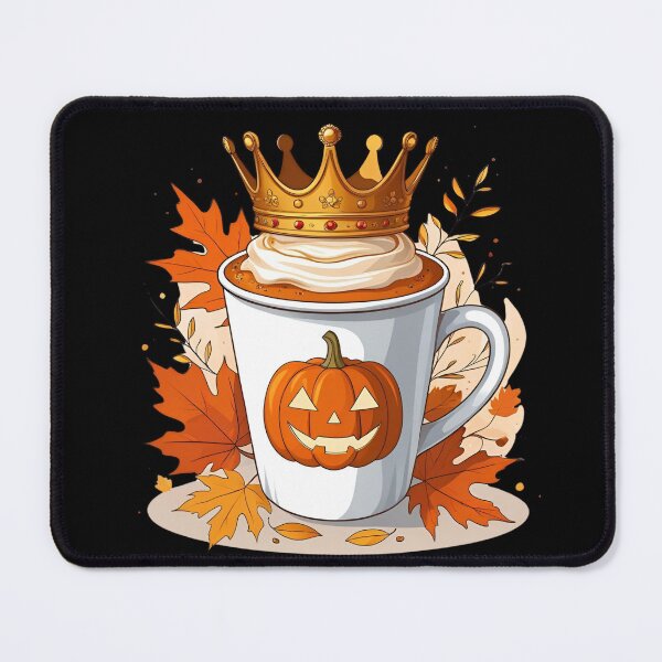 Item preview, Pumpkin Spice Royalty - pumpkin latte cup wearing a golden crown, autumn leaves 3 designed and sold by Neon G.
