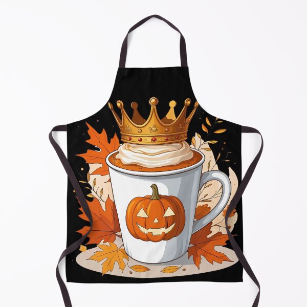 Item preview, Pumpkin Spice Royalty - pumpkin latte cup wearing a golden crown, autumn leaves 3 designed and sold by Neon G.