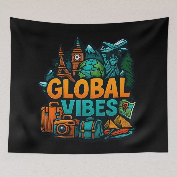 Item preview, Global Vibes – Colorful Cartoon World Travel Design designed and sold by HT-Creative.