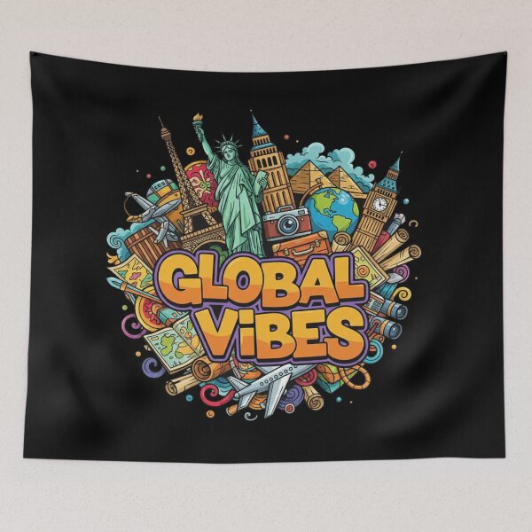 Item preview, Global Vibes – Colorful Cartoon World Travel Design designed and sold by HT-Creative.
