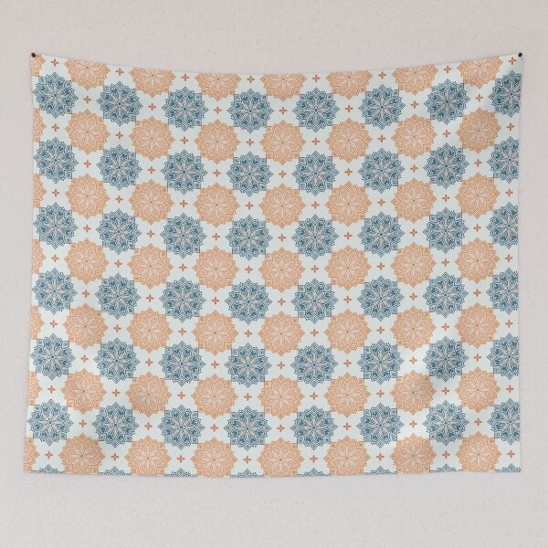 Item preview, Blue and Orange Mandala Pattern – Geometric Boho Design designed and sold by WojcikDesigners.