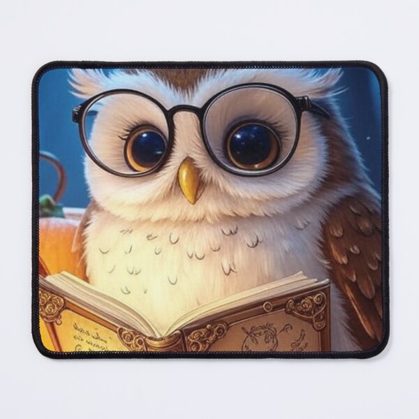 Item preview, Cute Owl with Glasses Reading Magic Book – Spooky Cozy Halloween Art designed and sold by ArmaanArts.