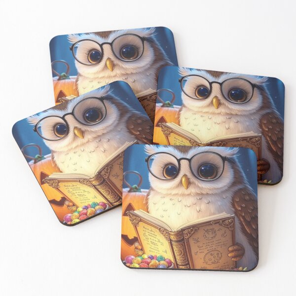 Item preview, Cute Owl with Glasses Reading Magic Book – Spooky Cozy Halloween Art designed and sold by ArmaanArts.