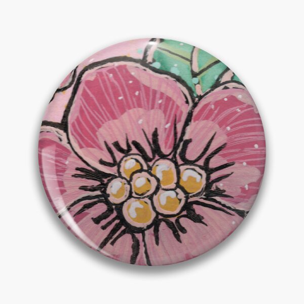 Item preview, Pink Wild Rose Botanical Art - Hand Drawn Floral Design with Green Leaves Pattern designed and sold by minzi makes.