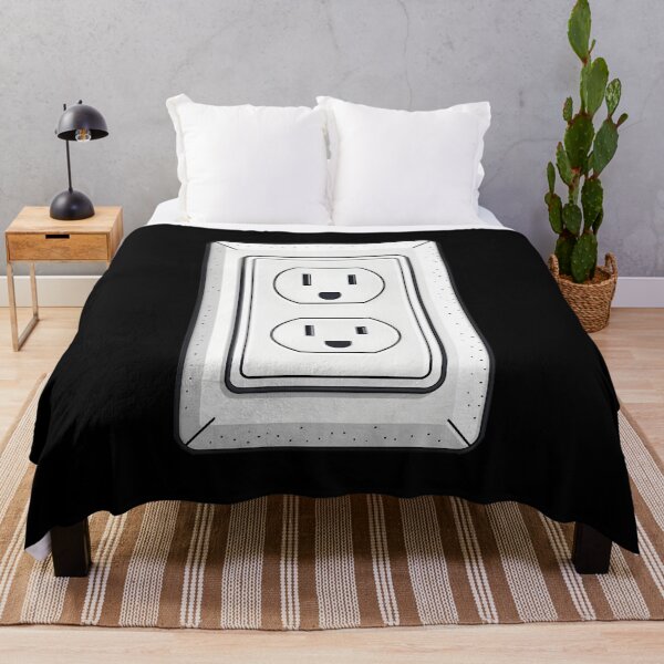 Item preview, Minimalist Smiling Electrical Outlet Line Art – Modern Black and White  designed and sold by VividOrganica.