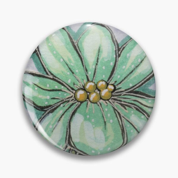 Aperçu de l'œuvre Fleur vert menthe - Motif botanique peint à la main sur fond aquarelle bleu doux créée et vendue par minzi makes.