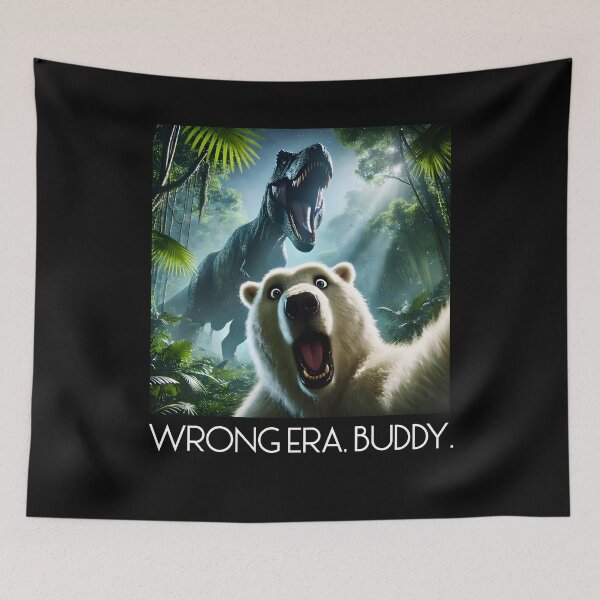 Item preview, Crazy Polar Bear Selfie T-Rex Dinosaur Wrong Era Buddy Polar Bear Lover designed and sold by Kimberley King Art  King Art.