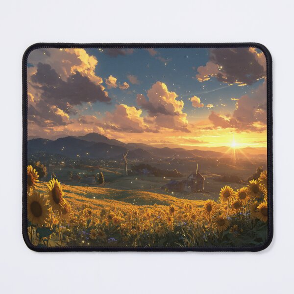 Item preview, Sunflower field at sunset – Golden Hour landscape designed and sold by Meiersbeste.
