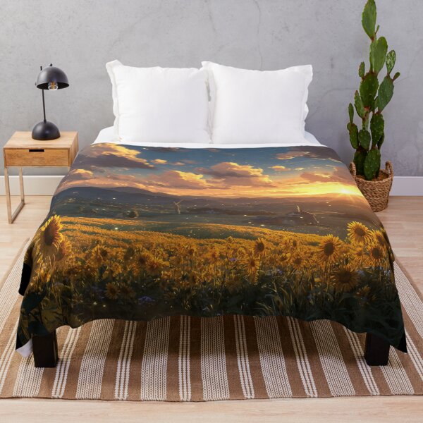 Item preview, Sunflower field at sunset – Golden Hour landscape designed and sold by Meiersbeste.