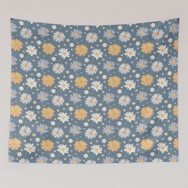 Item preview, Cosmic Daisy Pattern with Stars and Planets designed and sold by WojcikDesigners.