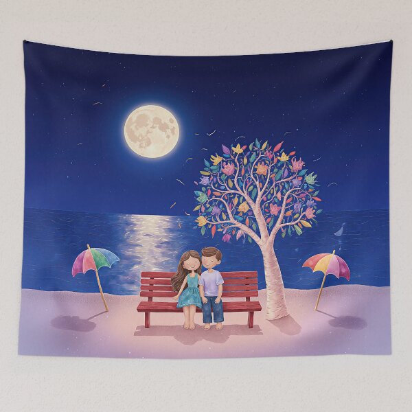 Item preview, Full Moon Romance by the Sea designed and sold by Whimsical Hug.