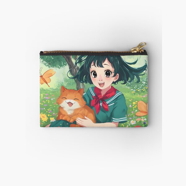 Item preview, ANIME GIRL WITH HIGHLY AMUSED CAT designed and sold by WendyMaree.