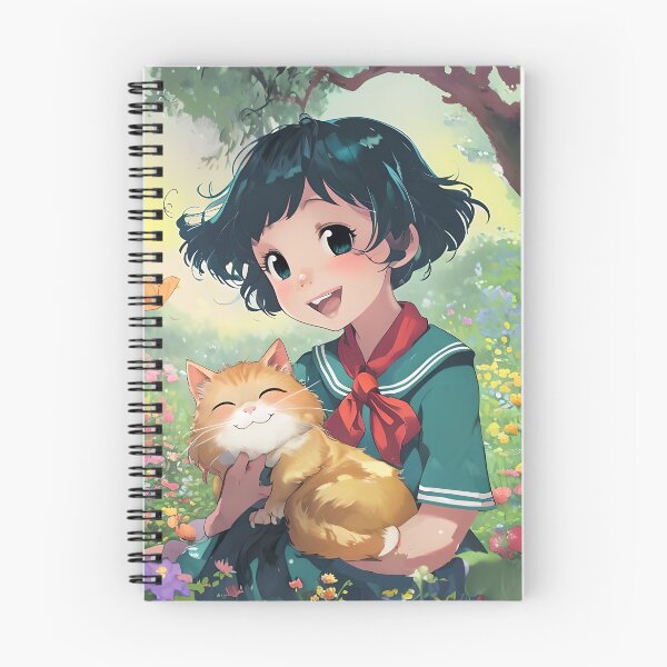 Item preview, ANIME GIRL WITH HIGHLY AMUSED CAT designed and sold by WendyMaree.